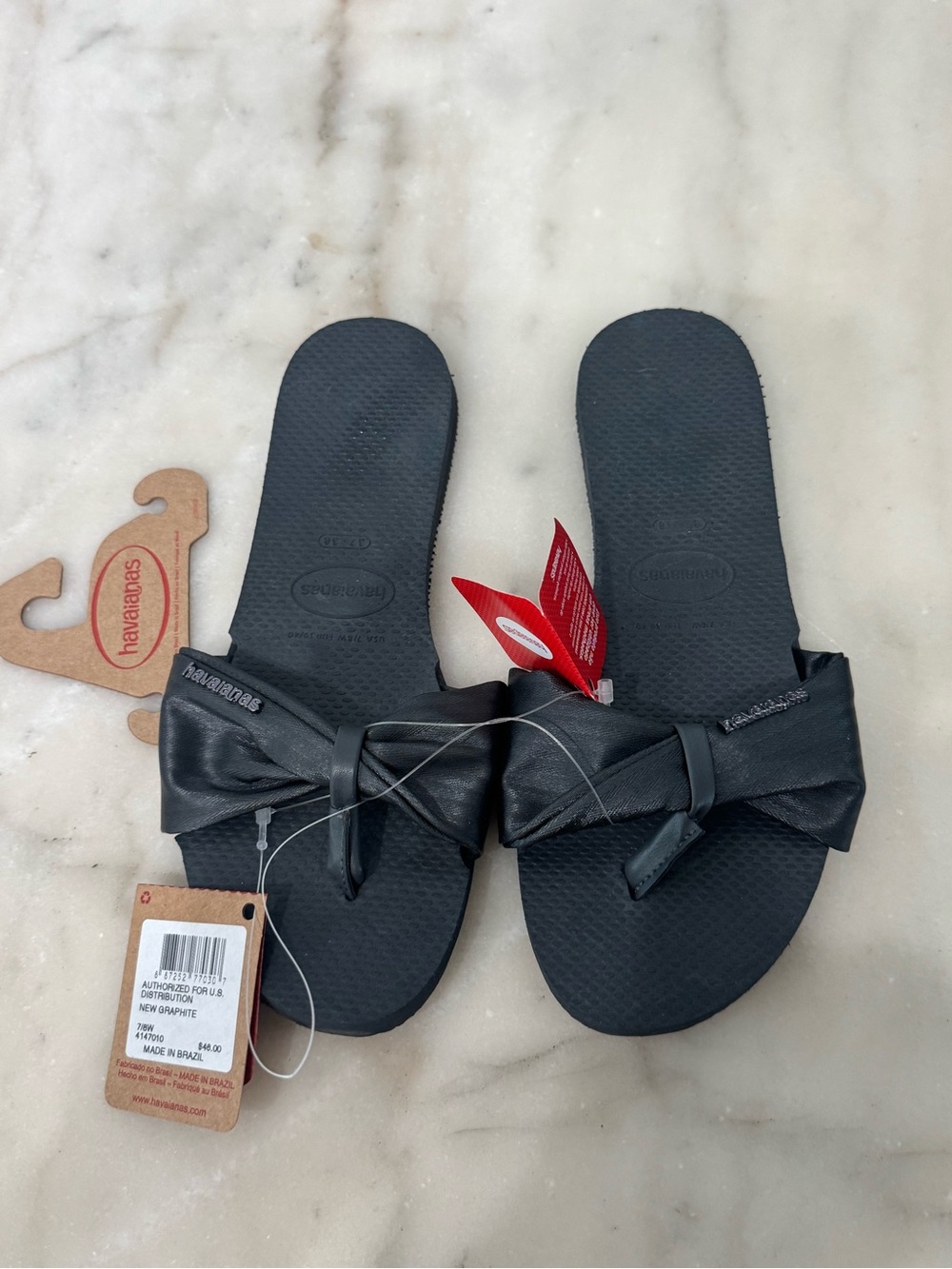 Havaianas Black Bow Slide Sandals